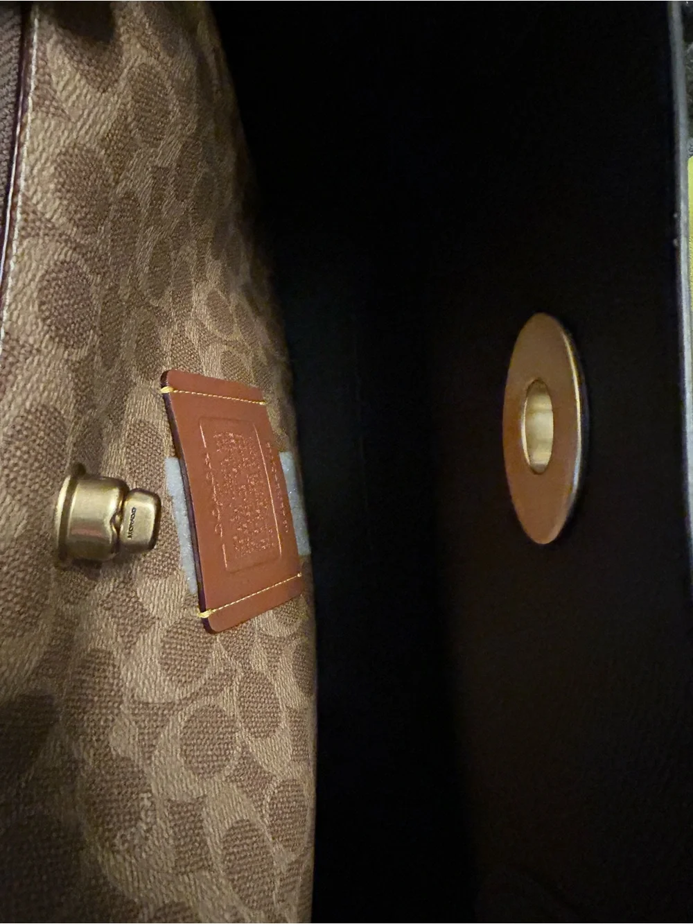 Coach Brown Leather Tote with Black Handles